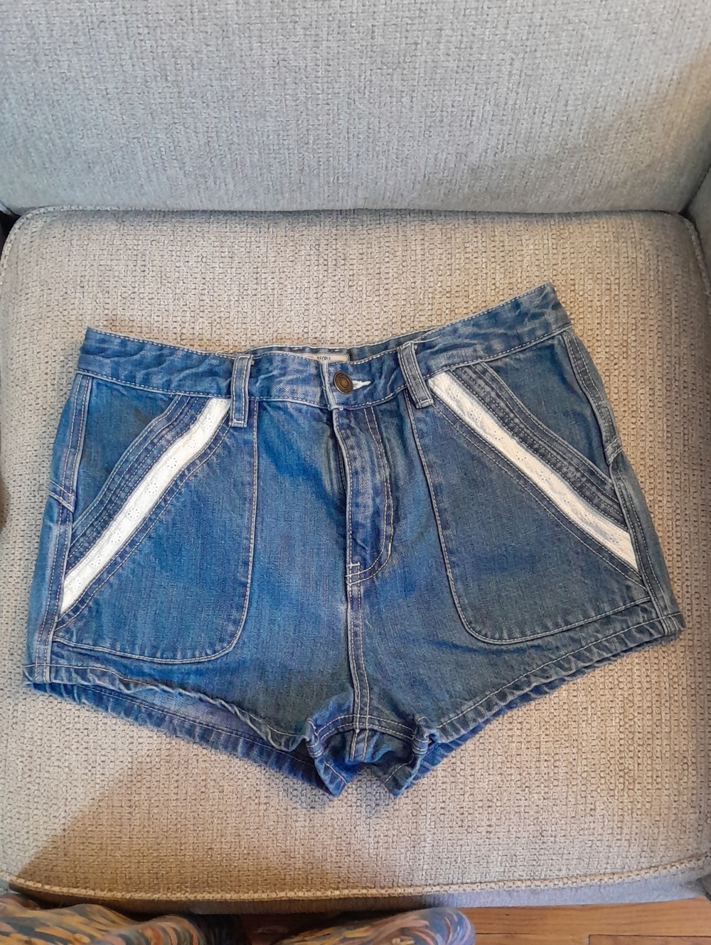 Free People Sweet Surrender Blue Denim High-Rise Pocket Shorts